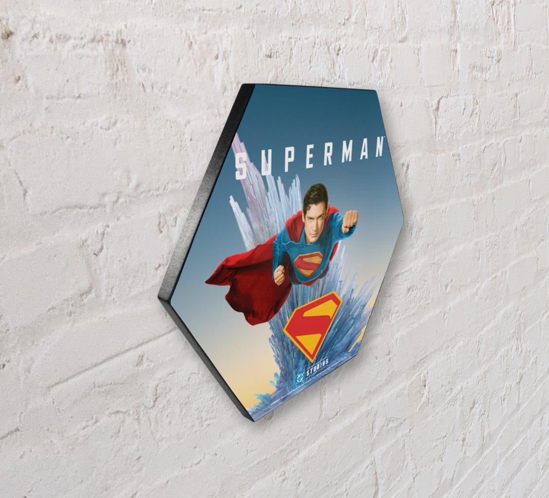 Superman (2025) (Superman’s Fortress) 11.5" X 10" KNEXAGON Wood Print WPHEX9806